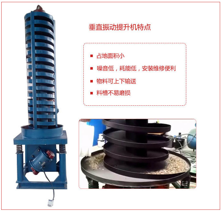DZC垂直振動(dòng)提升機(jī)主要特點(diǎn)：產(chǎn)品占地面積小，便于工藝布置。物料殼向上輸送，亦可向下輸送。噪音低，結(jié)構(gòu)簡(jiǎn)單，安裝，維修便利。能耗小，節(jié)約電能，料槽磨損小。