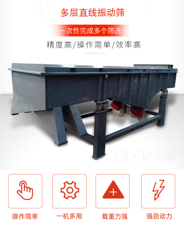 多層直線振動(dòng)篩篩分精度高，操作簡(jiǎn)單，效率高，一次性完成多種篩選。