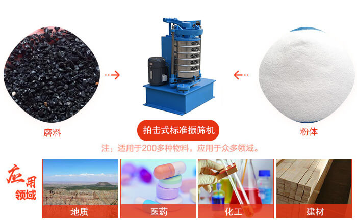 拍擊篩適用于多種物料顆粒狀，粉狀，不規(guī)則物料的篩分。